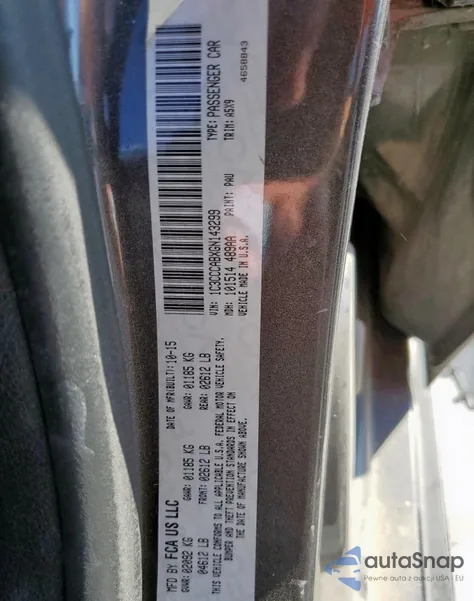 2016 Chrysler 200 Limited z USA, uszkodzony, nr VIN 1C3CCCABXGN143299